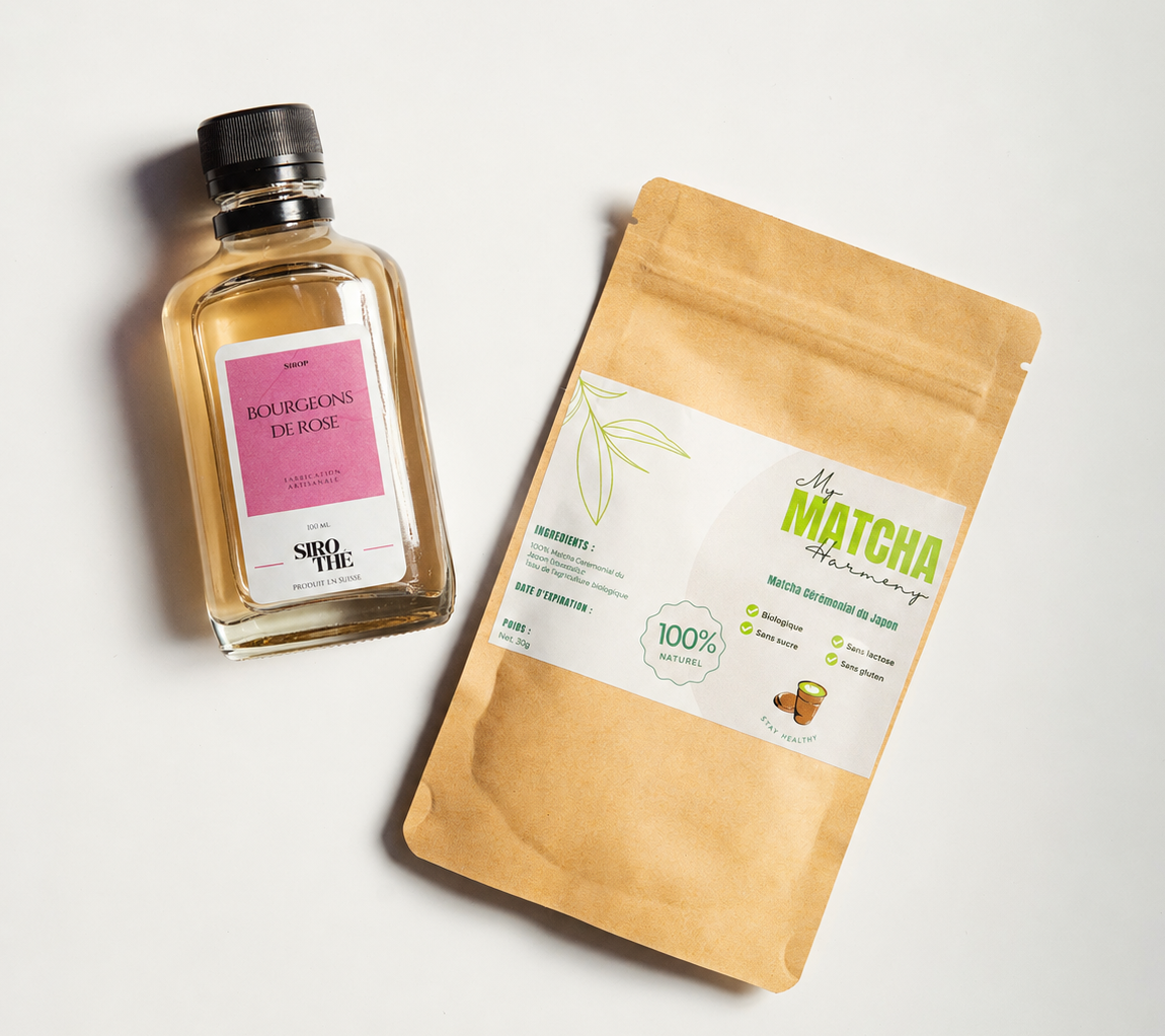Matcha cérémonial avec sirop rose